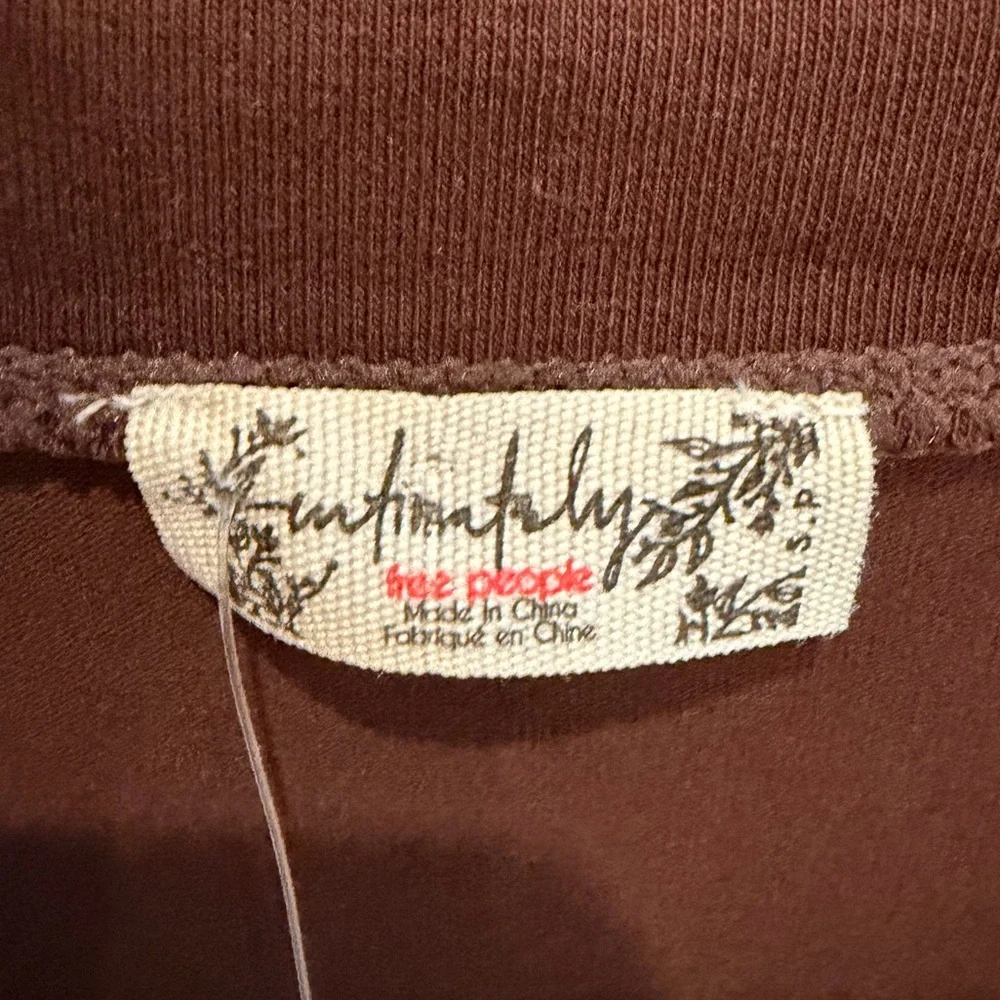 NWT Intimately Free People Espresso Brown Long Sleeve Top Bow Cuff (Size Small)